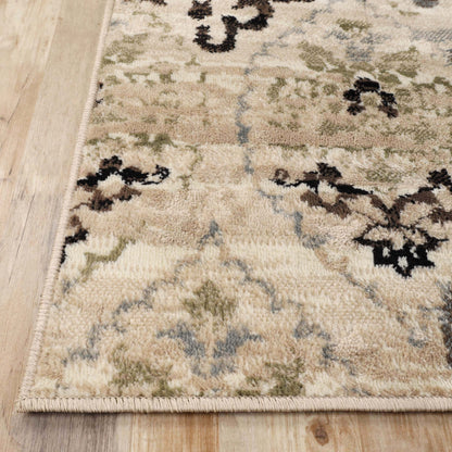 Superior Caldwell Modern Floral Damask Indoor Area Rug or Runner Rug Or Door Mat - Beige
