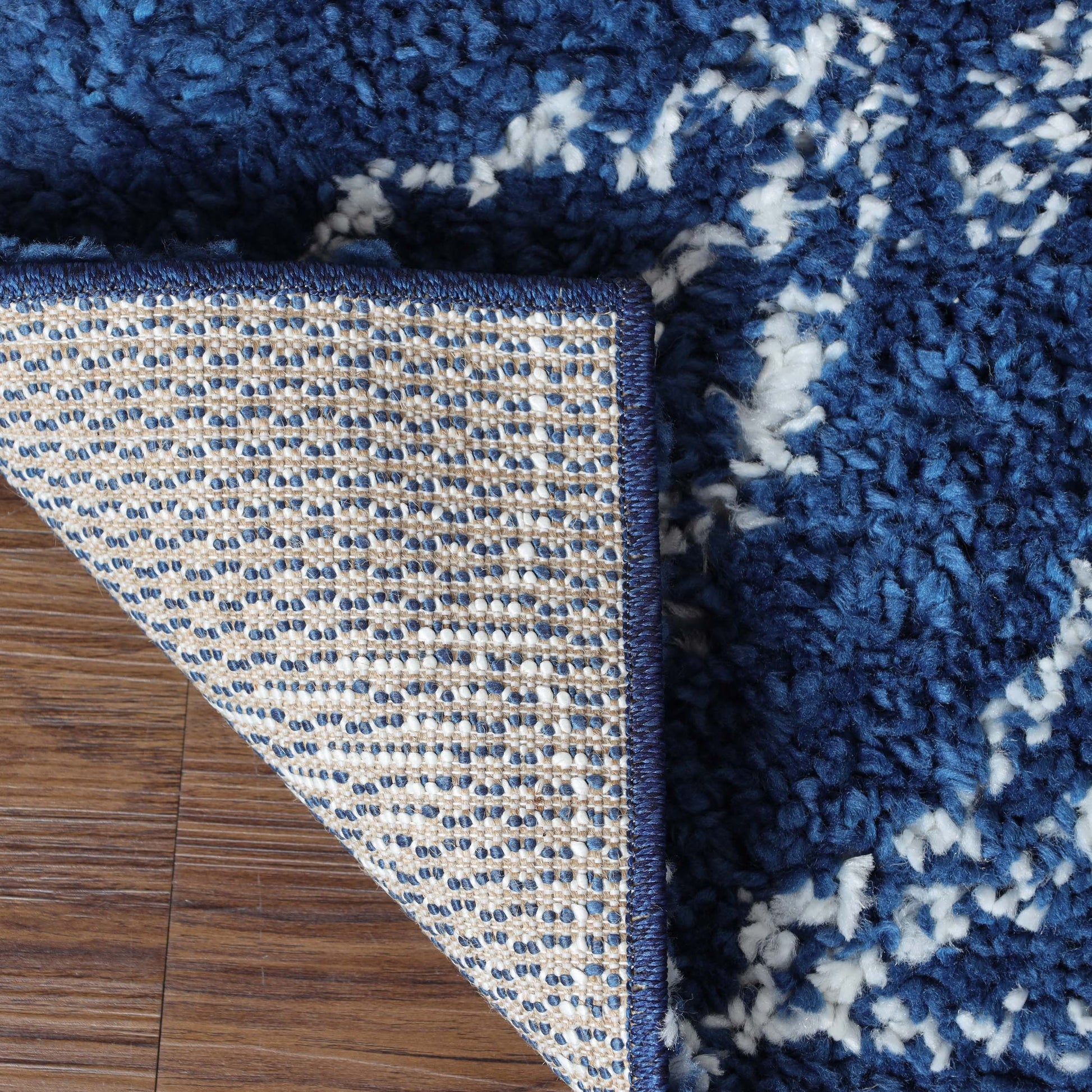 Superior Botanical Indoor Plush Shag Transitional Area Rug - Cream-Blue