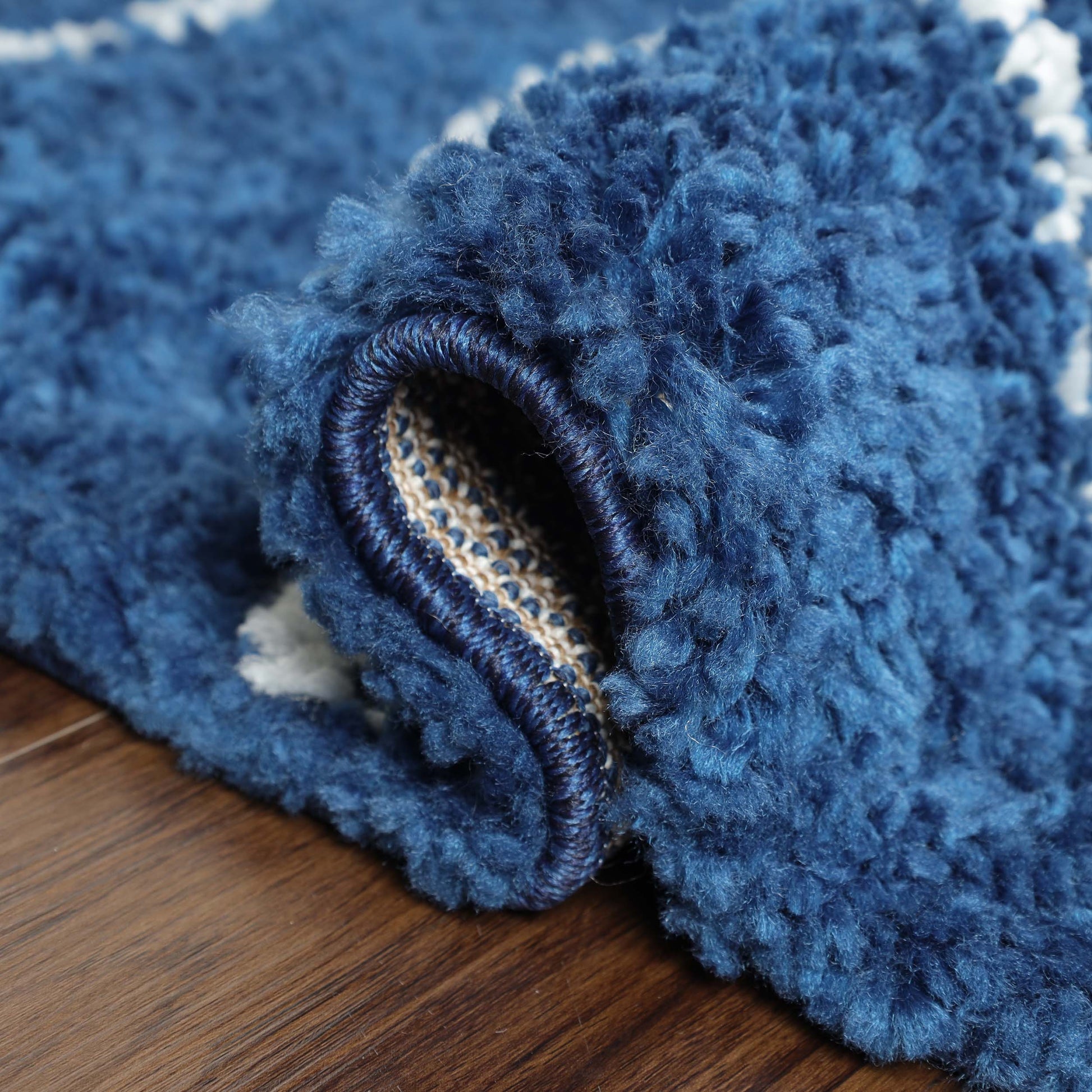 Superior Botanical Indoor Plush Shag Transitional Area Rug - Cream-Blue