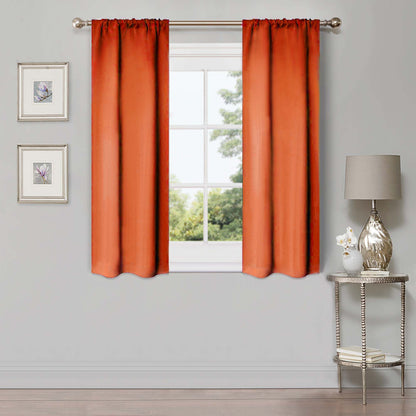 Solid Machine Washable Room Darkening Blackout Curtains, Set of 2 - Rust