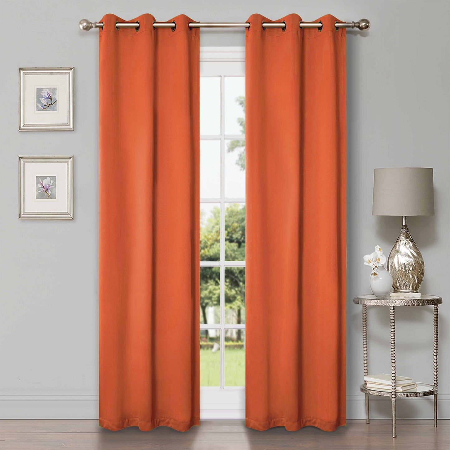 Solid Machine Washable Room Darkening Blackout Curtains, Set of 2 - Rust