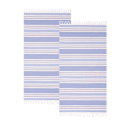 Racer Stripe Fouta 2 Piece Beach Towel Set with Tassels