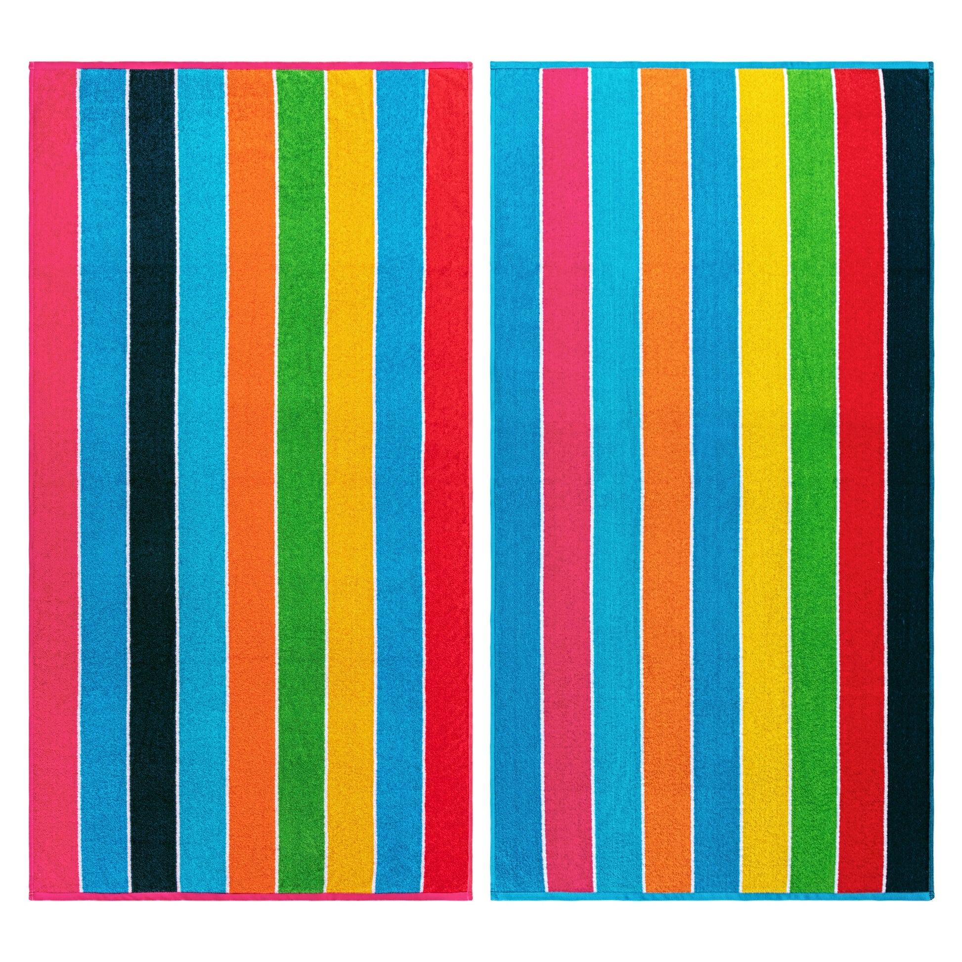 Superior Rainbow Stripes Egyptian Cotton Oversized Beach Towel Set - Rainbow