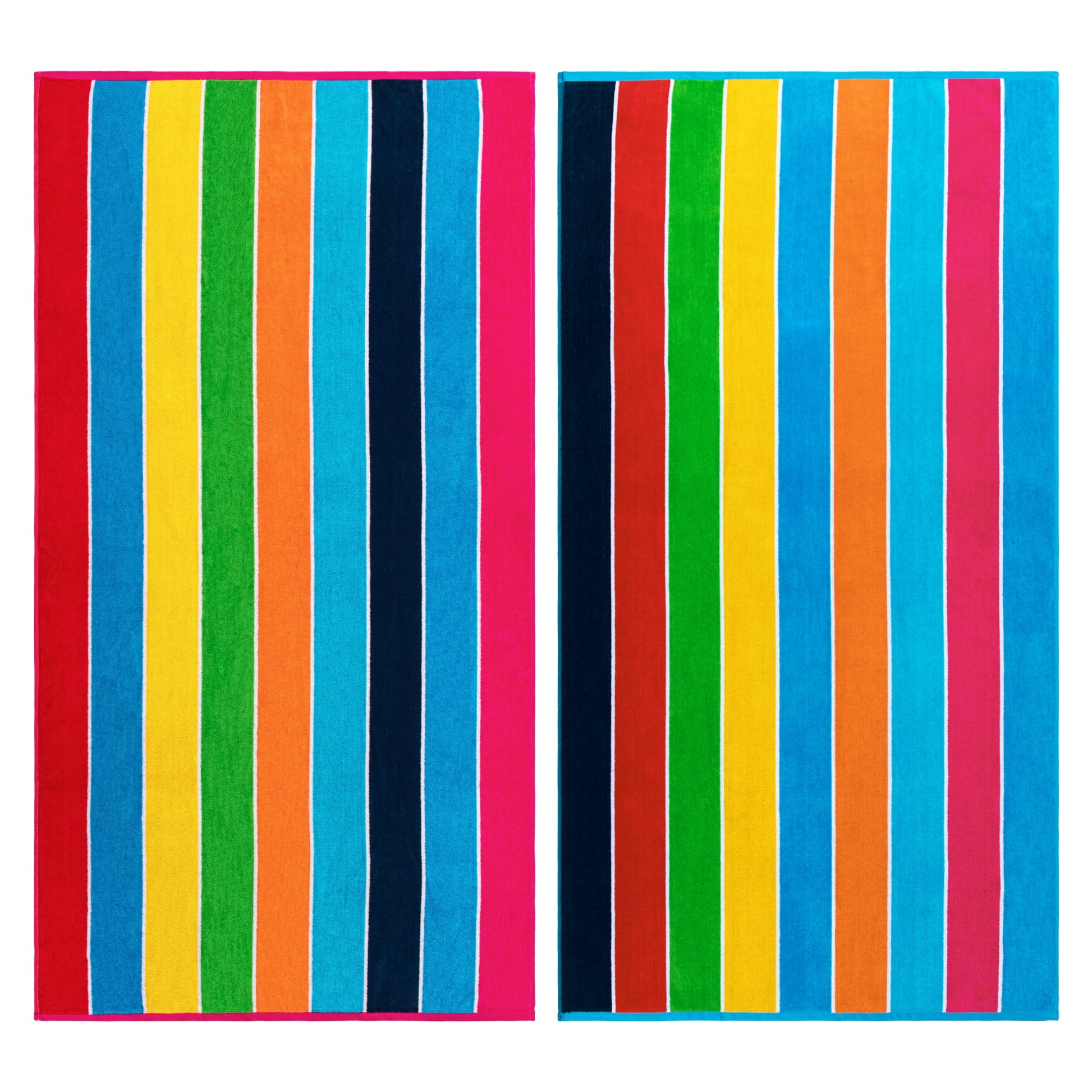 Superior Rainbow Stripes Egyptian Cotton Oversized Beach Towel Set - Rainbow