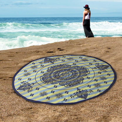 60" Round Cotton 2 Piece Beach Towel Set