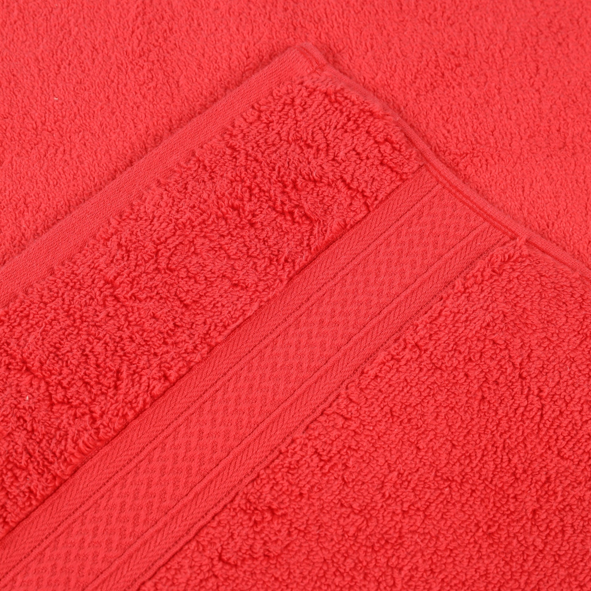 Chevron Zero Twist Solid and Jacquard Soft Cotton 6 Piece Towel Set - Red