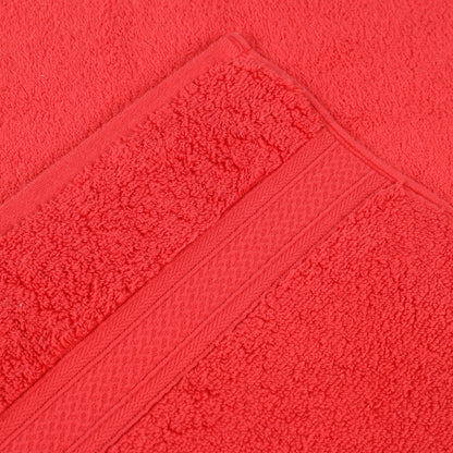 Chevron Zero Twist Solid and Jacquard Soft Cotton 6 Piece Towel Set - Red