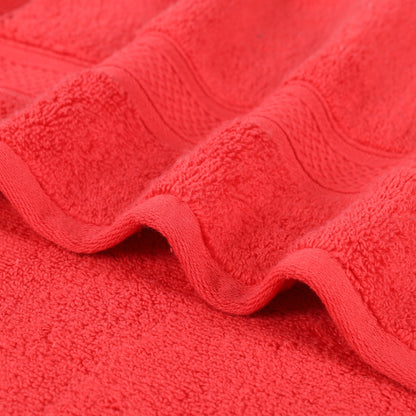 Chevron Zero Twist Solid and Jacquard Soft Cotton 6 Piece Towel Set - Red