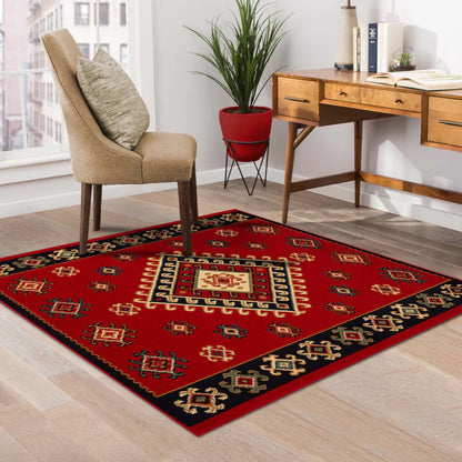 Santa Fe Southwestern Geometric Tribal Indoor Area Rug - Red