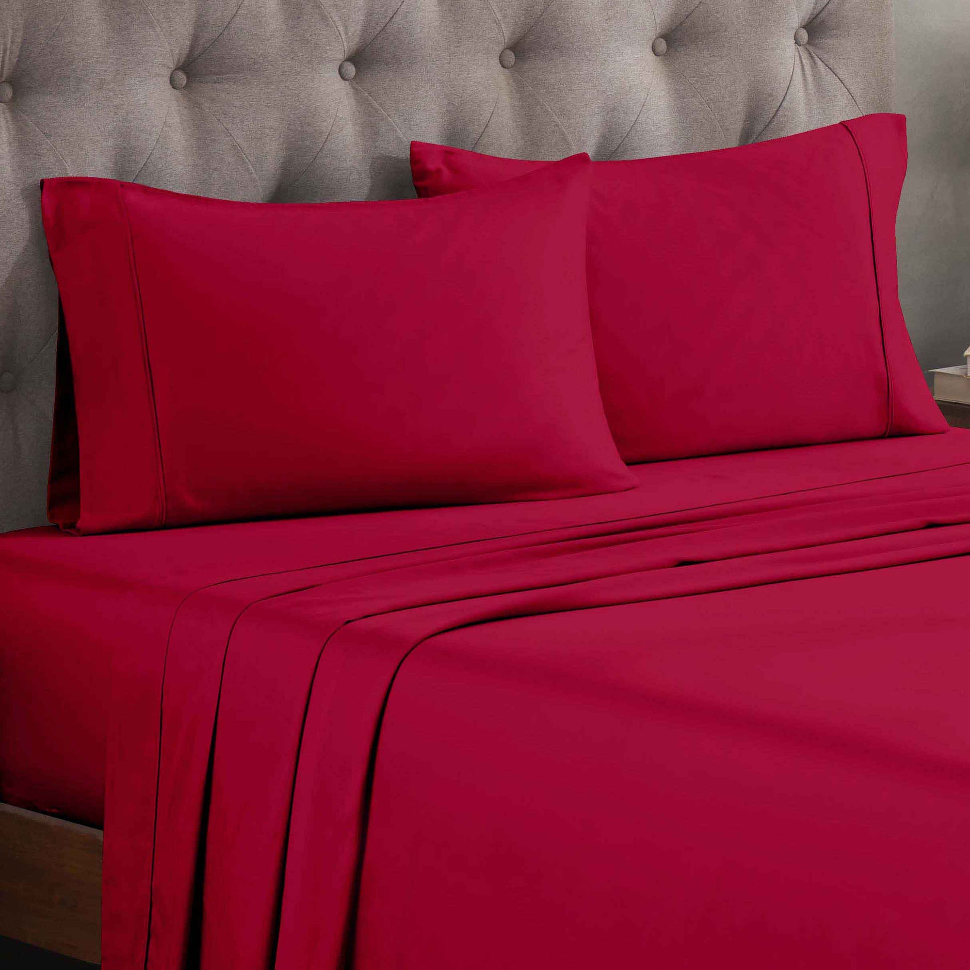 Egyptian Cotton 300 Thread Count Solid Deep Pocket Sheet Set - Red