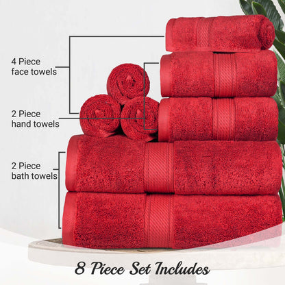 Madison Egyptian Cotton Pile Plush Heavyweight 8 Piece Towel Set