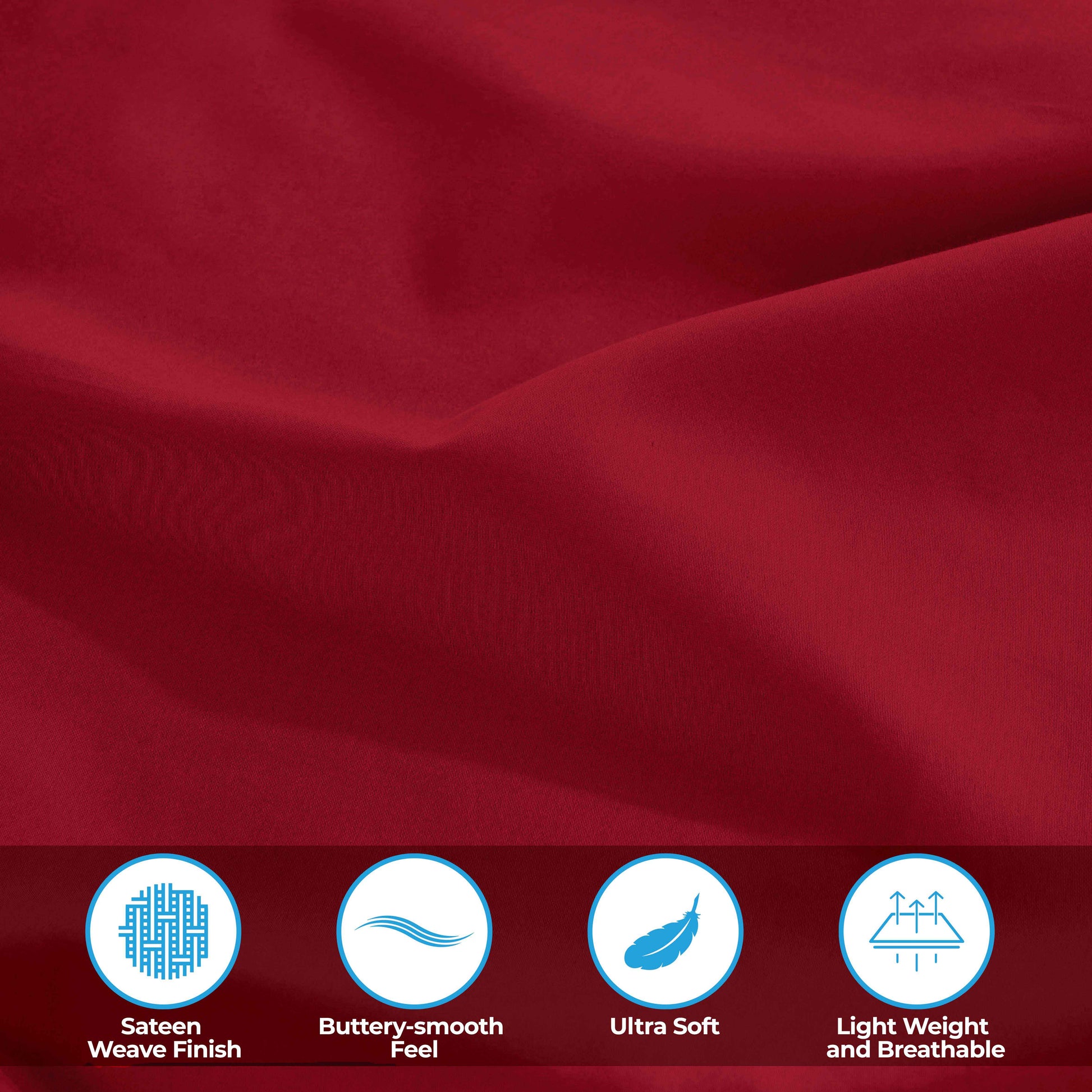 Egyptian Cotton 300 Thread Count Solid Deep Pocket Sheet Set - Red