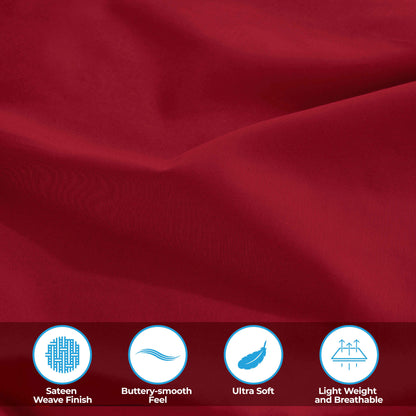 Egyptian Cotton 300 Thread Count Solid Deep Pocket Sheet Set - Red