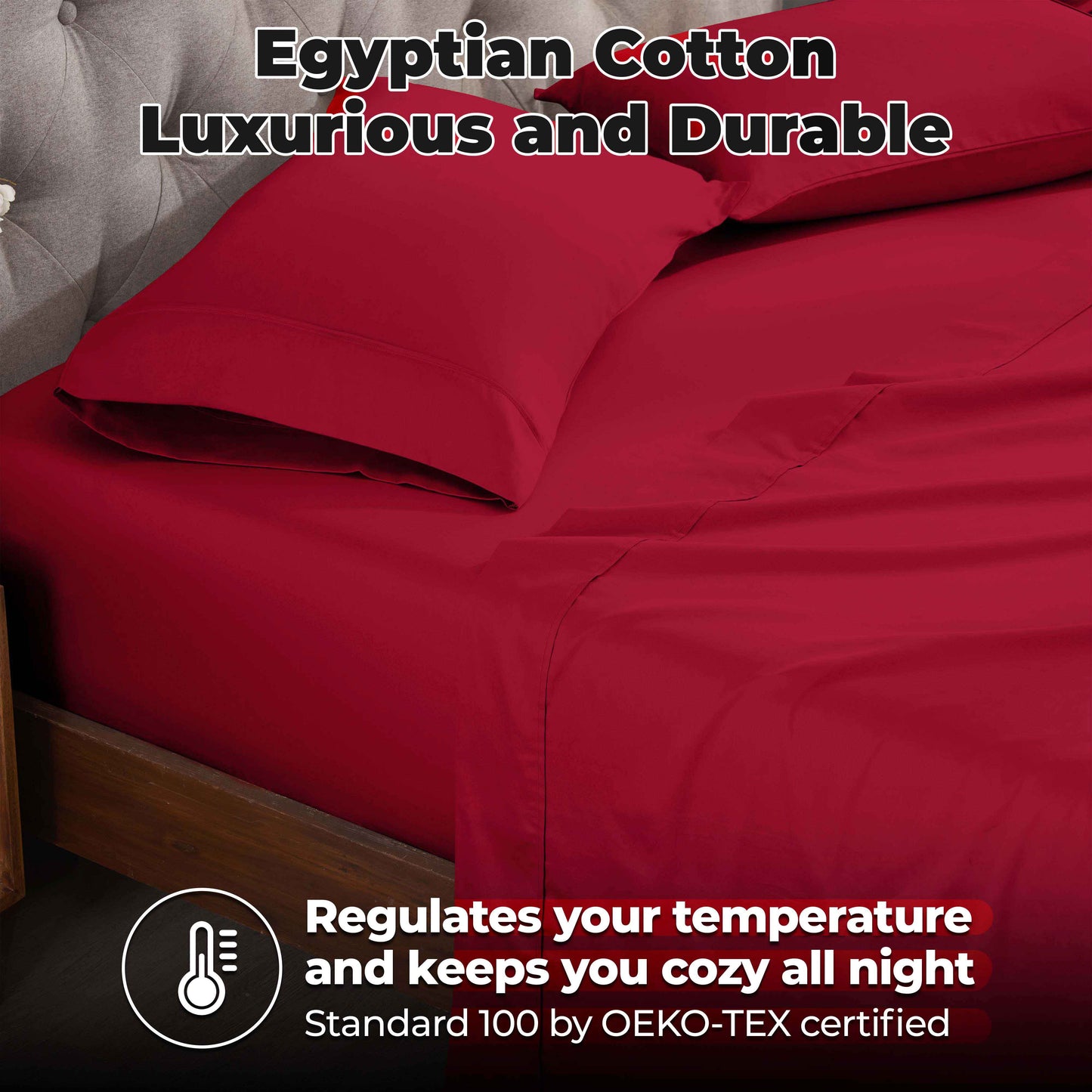 Egyptian Cotton 300 Thread Count Solid Deep Pocket Sheet Set - Red