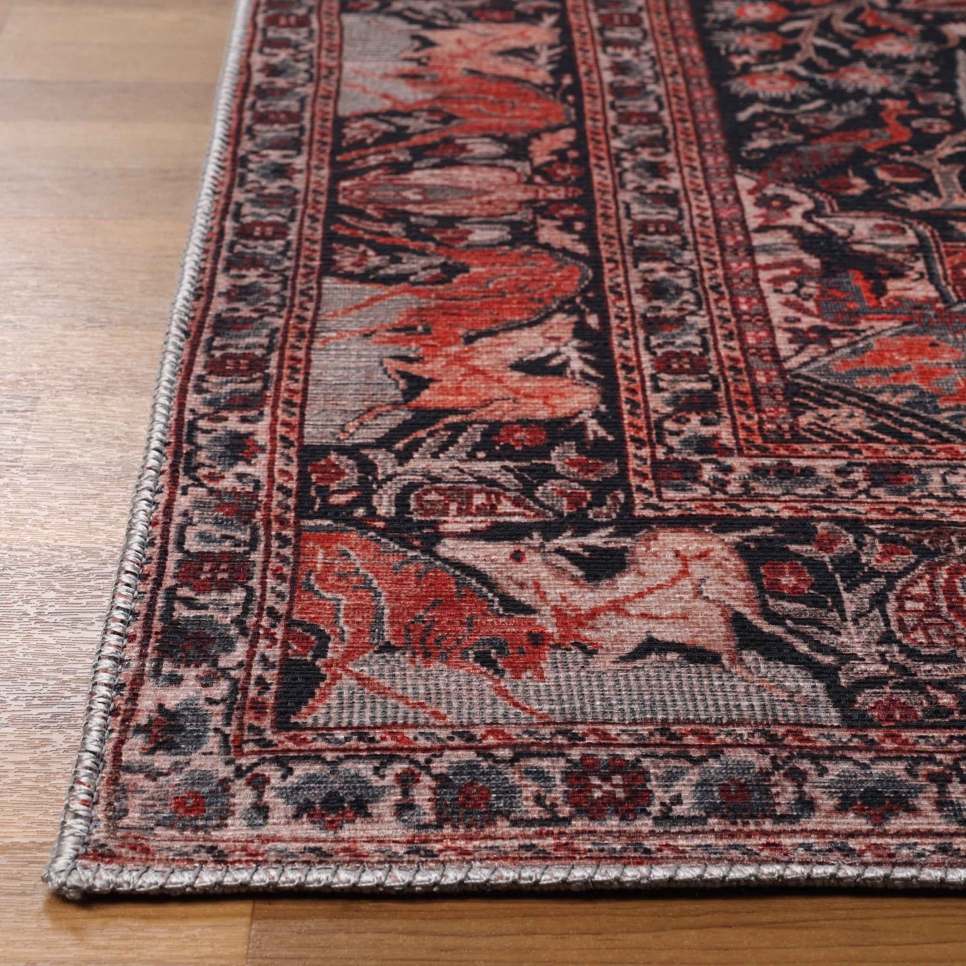 Copley Bohemian Oriental Medallion Wildlife Indoor Area Rug - Garnet Red