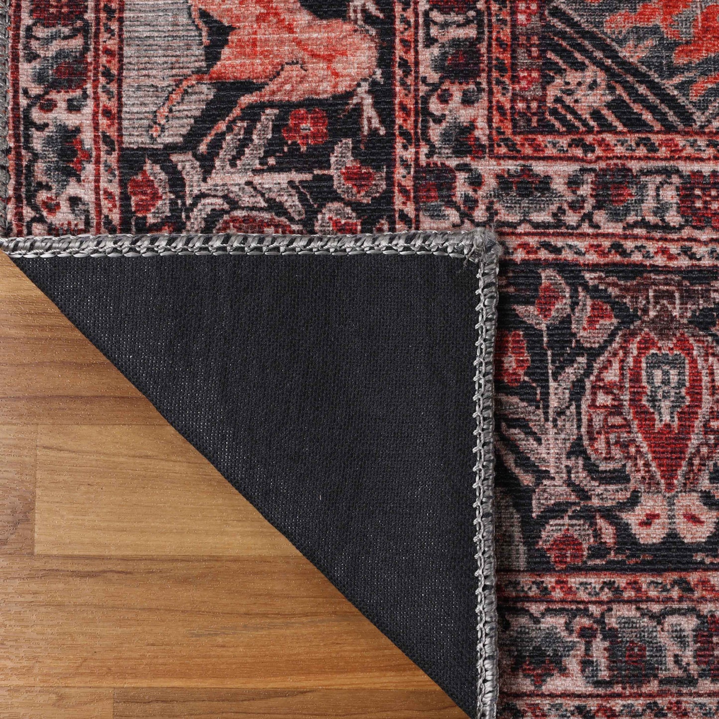 Copley Bohemian Oriental Medallion Wildlife Indoor Area Rug - Garnet Red