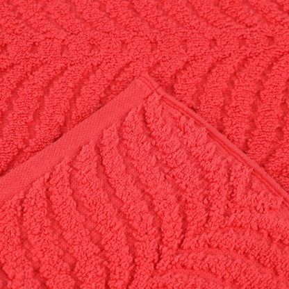 Chevron Zero Twist Jaquard Cotton 3 Piece Bathroom Towel Set - Red