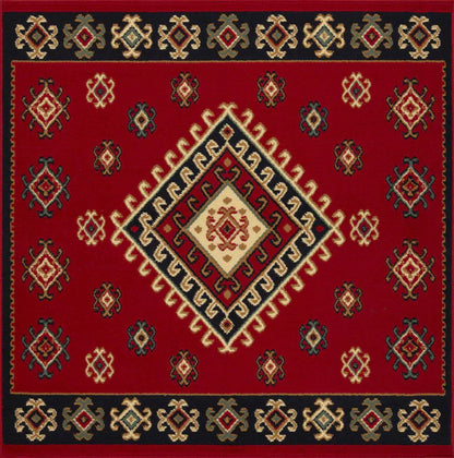 Santa Fe Southwestern Geometric Tribal Indoor Area Rug - Red