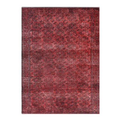 Vintage Oriental Geometric Power-Loomed Indoor Area Rug - Red