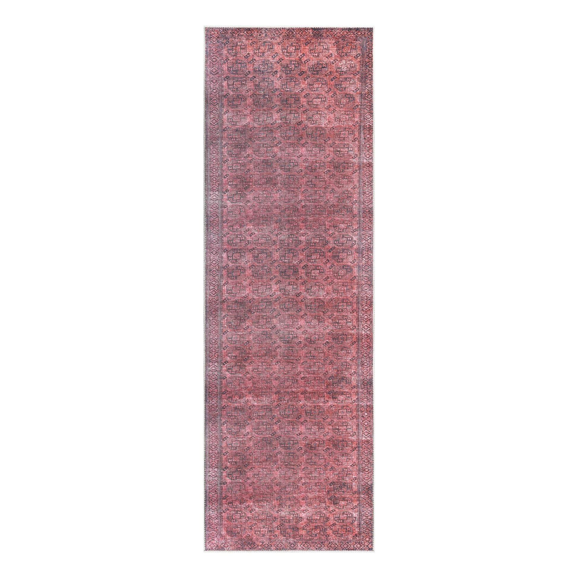 Vintage Oriental Geometric Power-Loomed Indoor Area Rug - Red