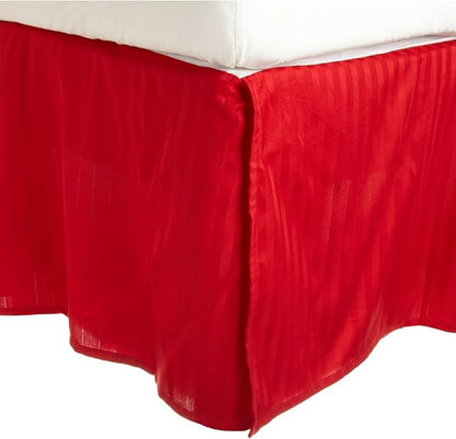 300 Thread Count Egyptian Cotton 15" Drop Striped Bed Skirt - Red