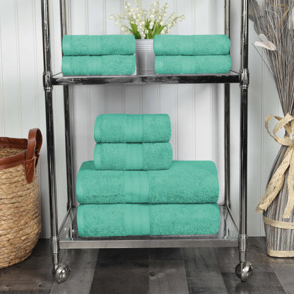 Cotton Heavyweight Absorbent Plush 8 Piece Towel Set - Rivulet