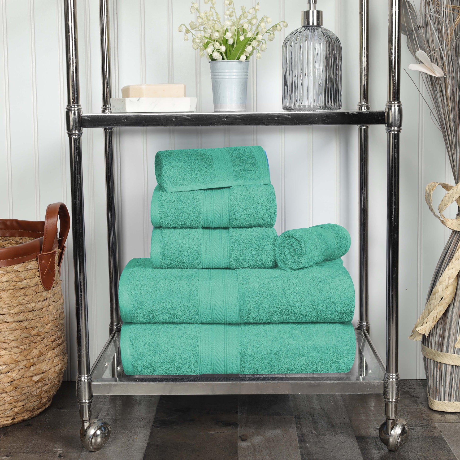 Cotton Heavyweight Absorbent Plush 6 Piece Towel Set - Rivulet