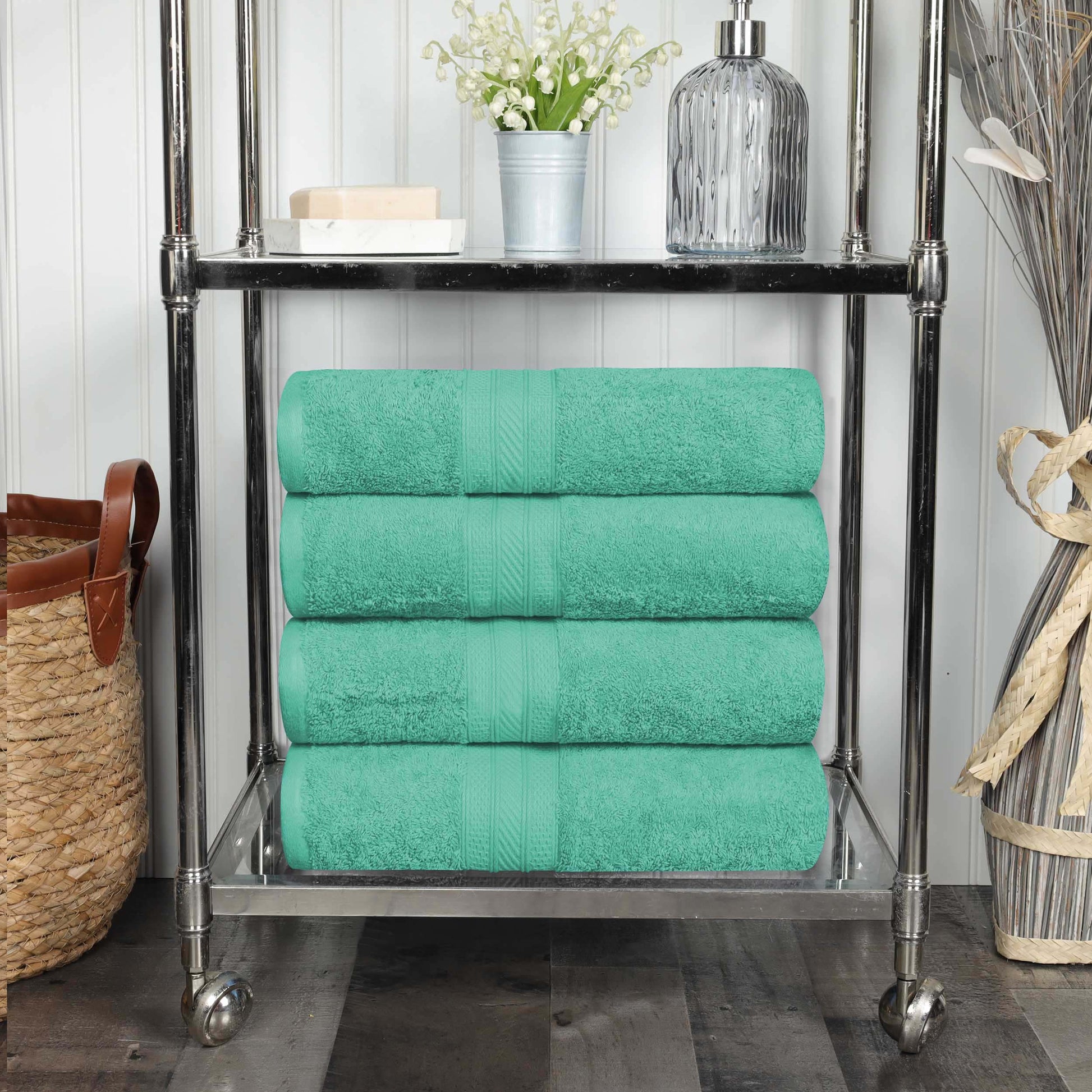 Cotton Heavyweight Luxury 4 Piece Bath Towel Set - Rivulet