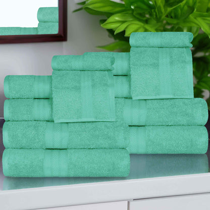 Atlas Cotton Plush Absorbent Heavyweight 12 Piece Assorted Towel Set - Rivulet