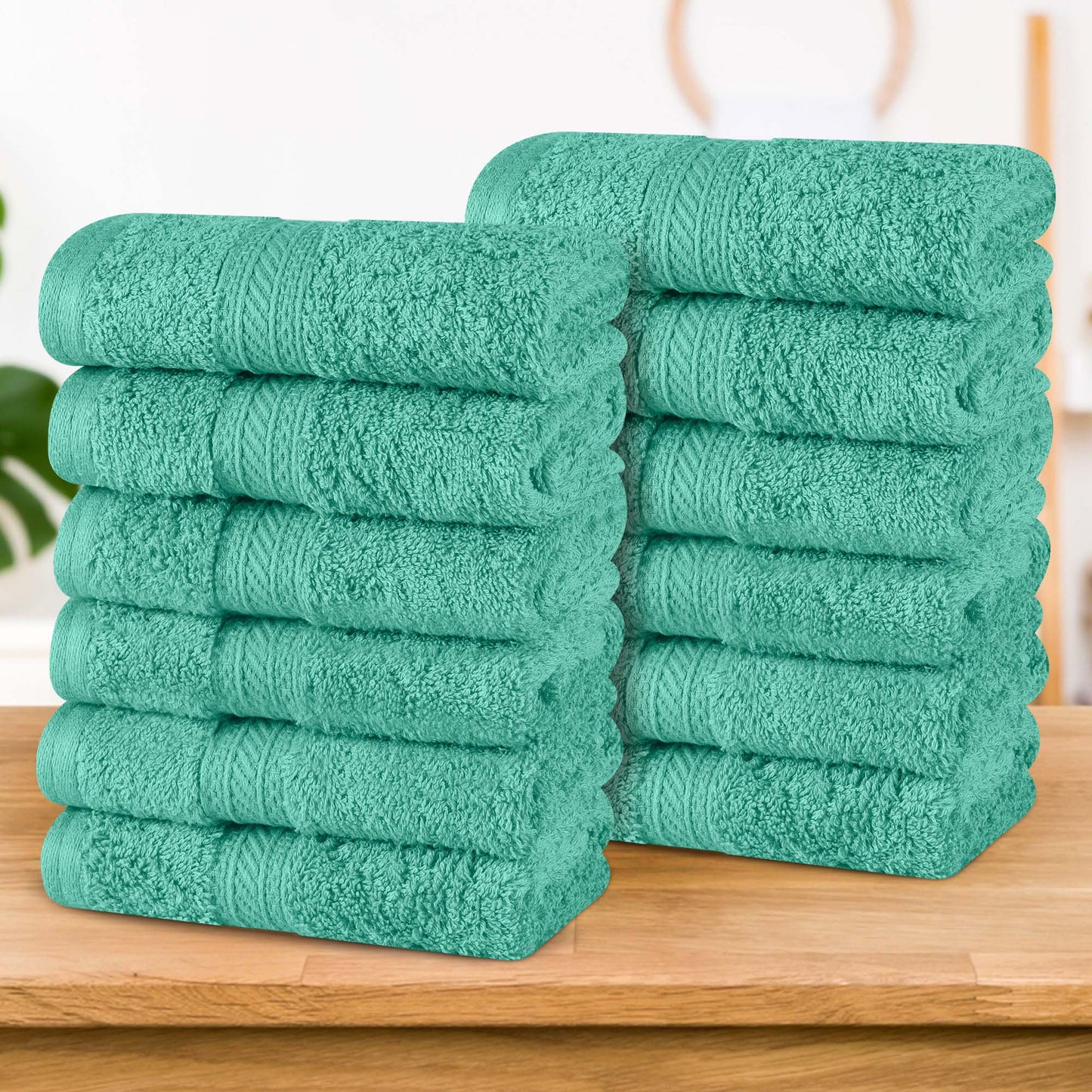 Atlas Cotton Absorbent Heavyweight Face Towel Washcloth Set of 12 - Rivulet