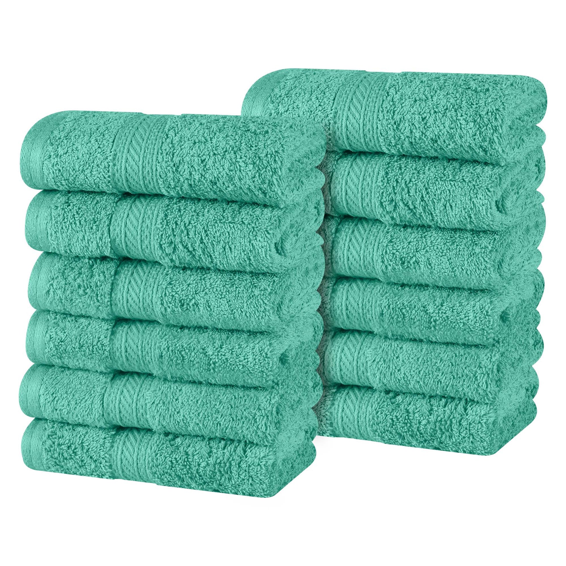 Atlas Cotton Absorbent Heavyweight Face Towel Washcloth Set of 12 - Rivulet