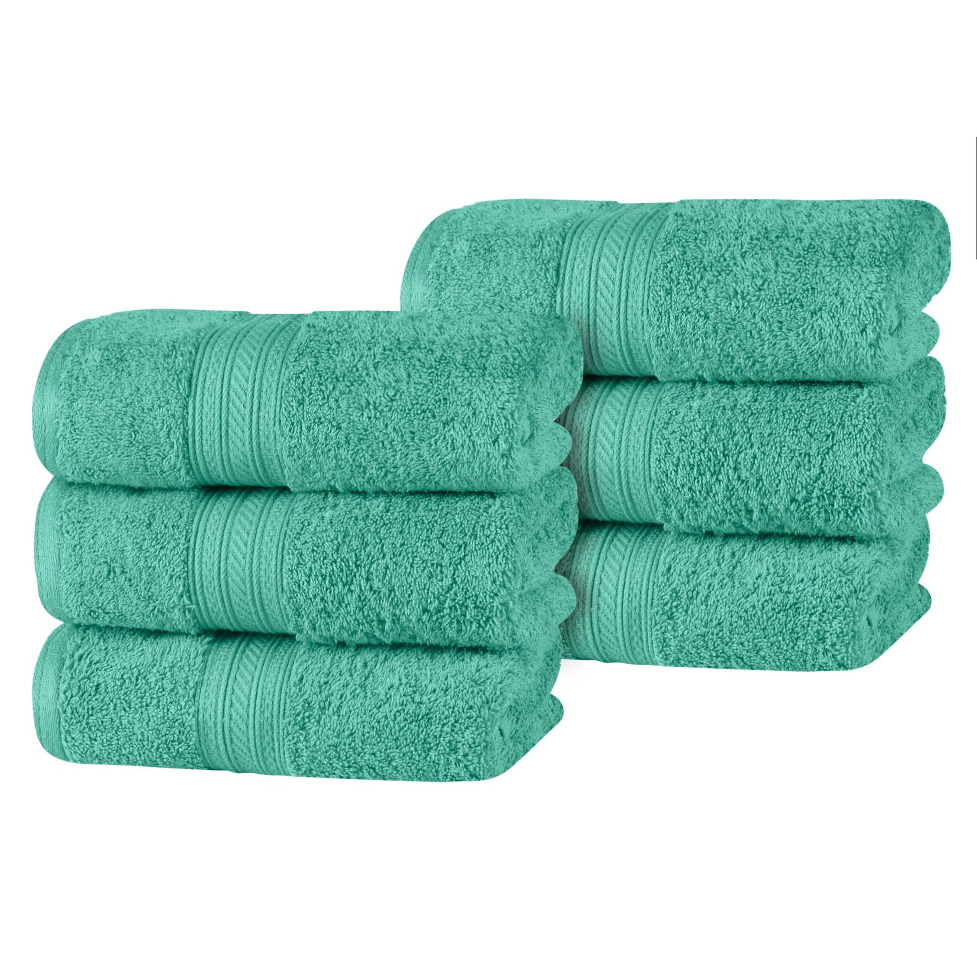 Atlas Cotton Plush Absorbent Heavyweight Luxury Hand Towel Set of 6 - Rivulet