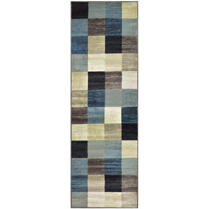 Superior Rockaway Geometric Checkered Rivulet Transitional Area Rug -  Majolica Blue