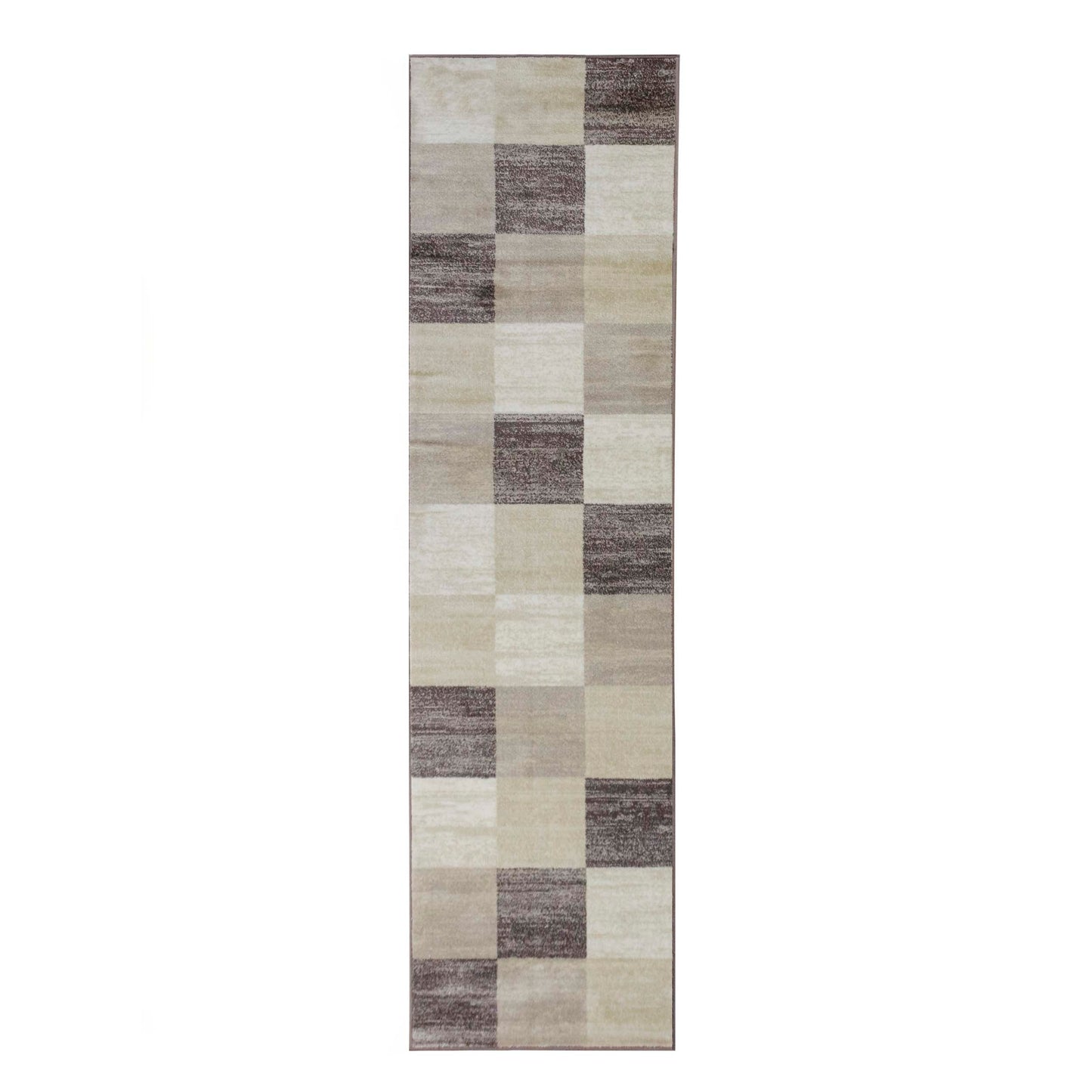 Superior Rockaway Geometric Checkered Rivulet Transitional Area Rug -  Beige