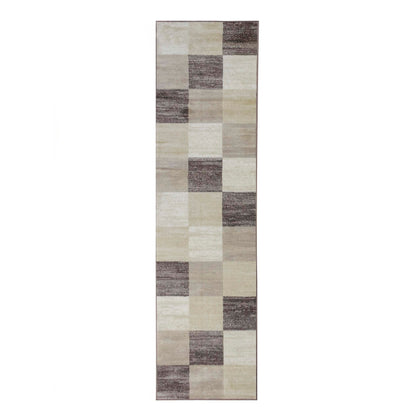Superior Rockaway Geometric Checkered Rivulet Transitional Area Rug -  Beige