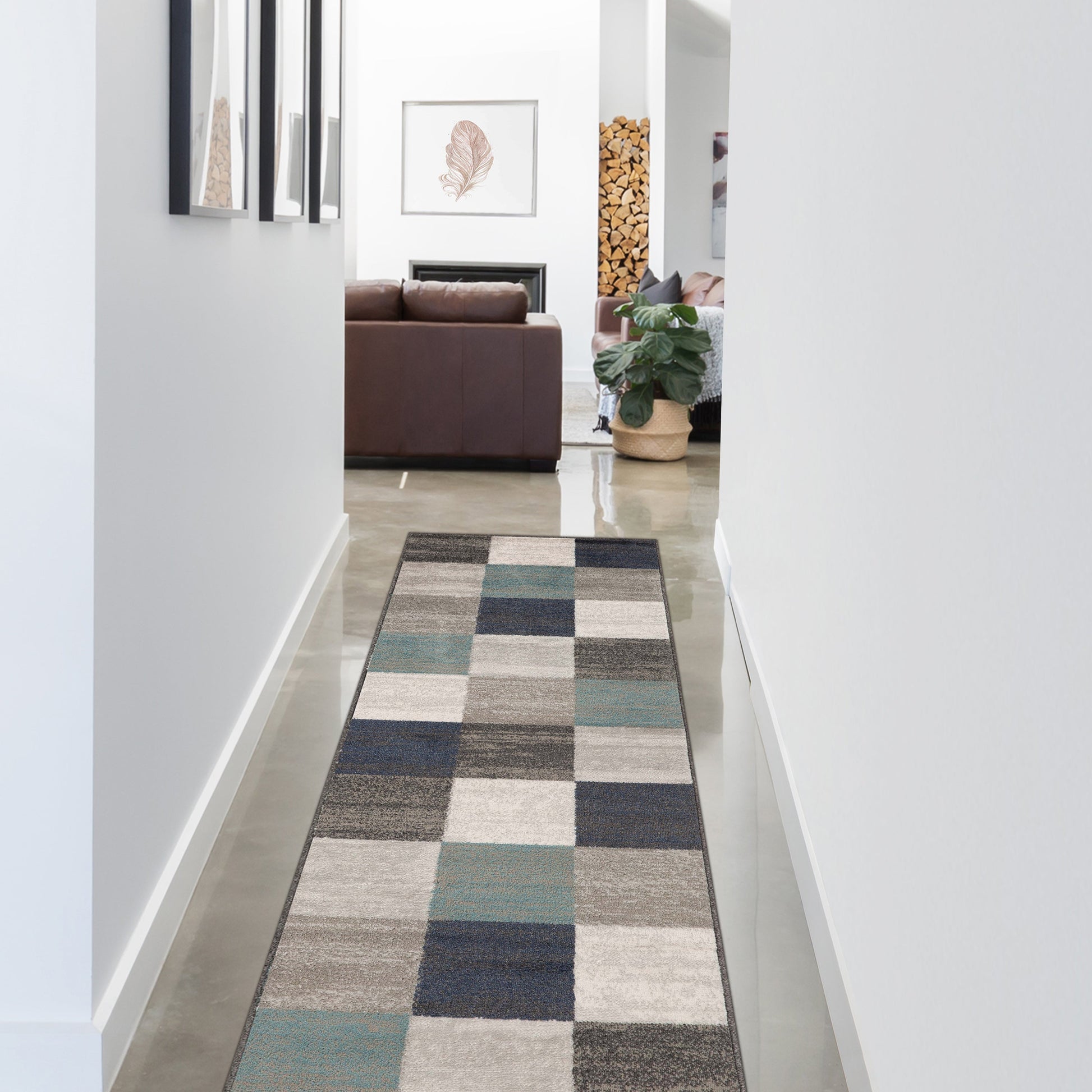 Superior Rockaway Geometric Checkered Rivulet Transitional Area Rug - Rivulet
