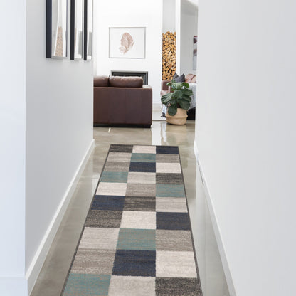 Superior Rockaway Geometric Checkered Rivulet Transitional Area Rug - Rivulet