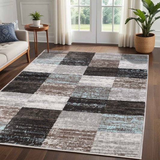 Rockaway Geometric Checkered Rivulet Transitional Area Rug