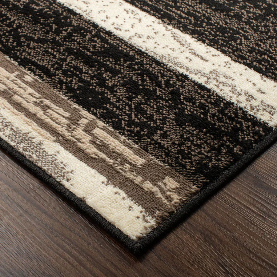 Rockwood Modern Geometric Patchwork Indoor Area Rug or Runner - Chocolate