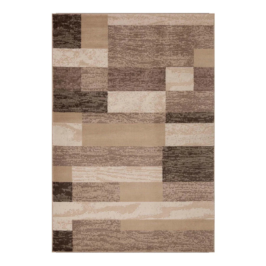 Rockwood Modern Geometric Patchwork Indoor Area Rug or Runner - Beige