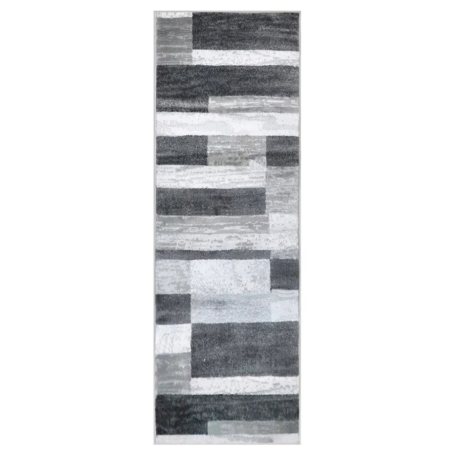 Rockwood Modern Geometric Patchwork Indoor Area Rug or Runner - Charcoal