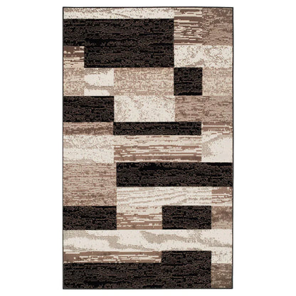 Rockwood Modern Geometric Patchwork Indoor Area Rug or Runner - Chocolate