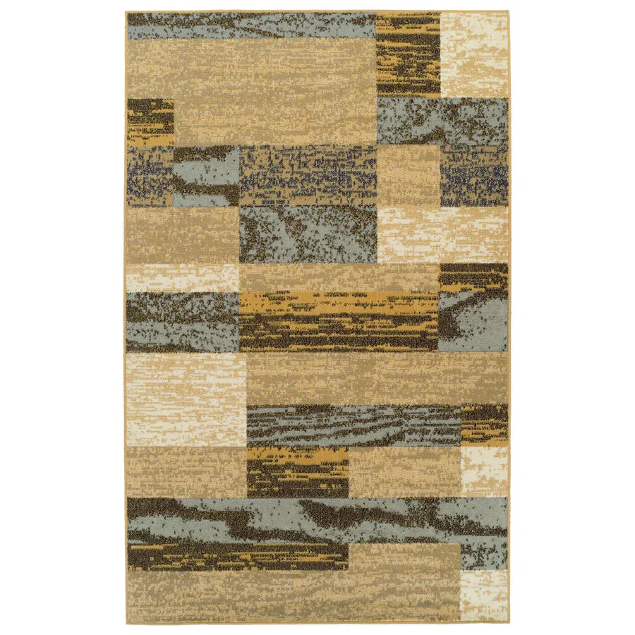 Rockwood Modern Geometric Patchwork Indoor Area Rug or Runner - LightBlue-Beige