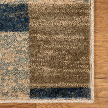 Rockwood Modern Geometric Patchwork Indoor Area Rug or Runner - Midnight Navy