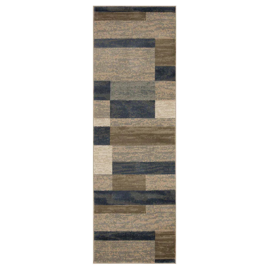 Rockwood Modern Geometric Patchwork Indoor Area Rug or Runner - Midnight Navy