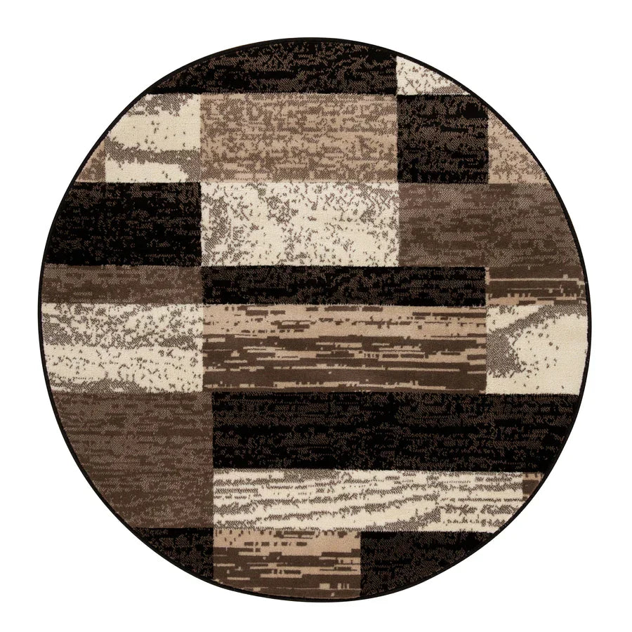 Rockwood Modern Geometric Patchwork Indoor Area Rug or Runner - Chocolate