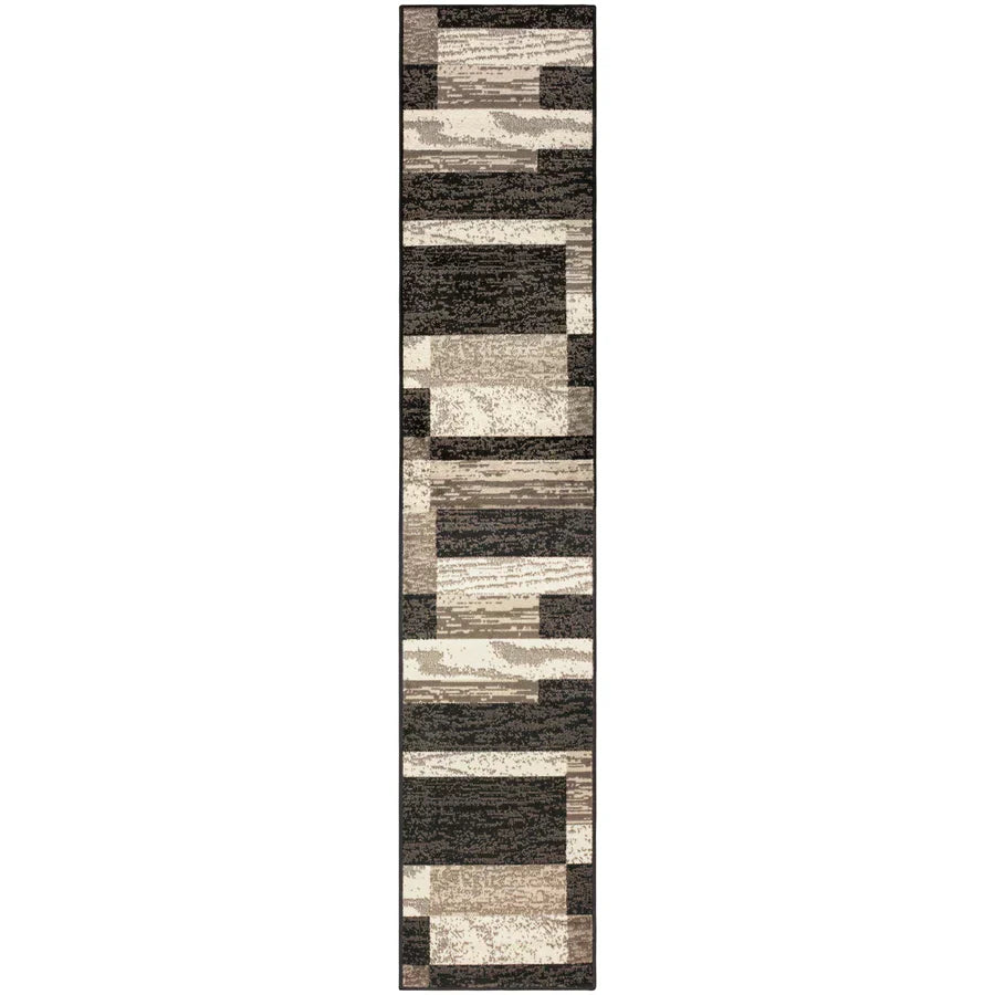 Rockwood Modern Geometric Patchwork Indoor Area Rug or Runner - Chocolate