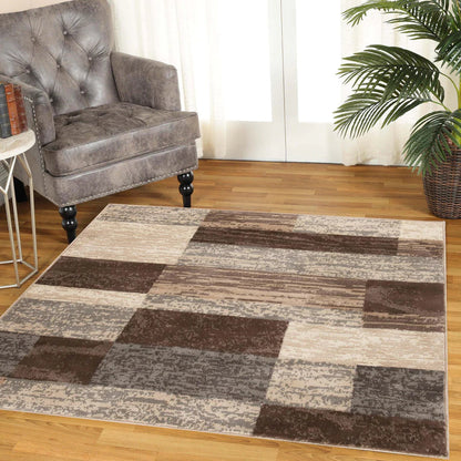 Rockwood Modern Geometric Patchwork Indoor Area Rug or Runner - Slate