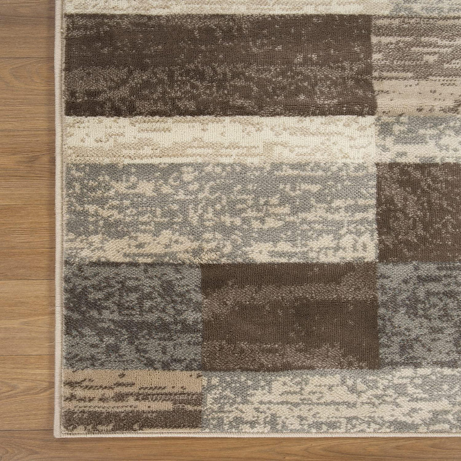 Rockwood Modern Geometric Patchwork Indoor Area Rug or Runner - Slate