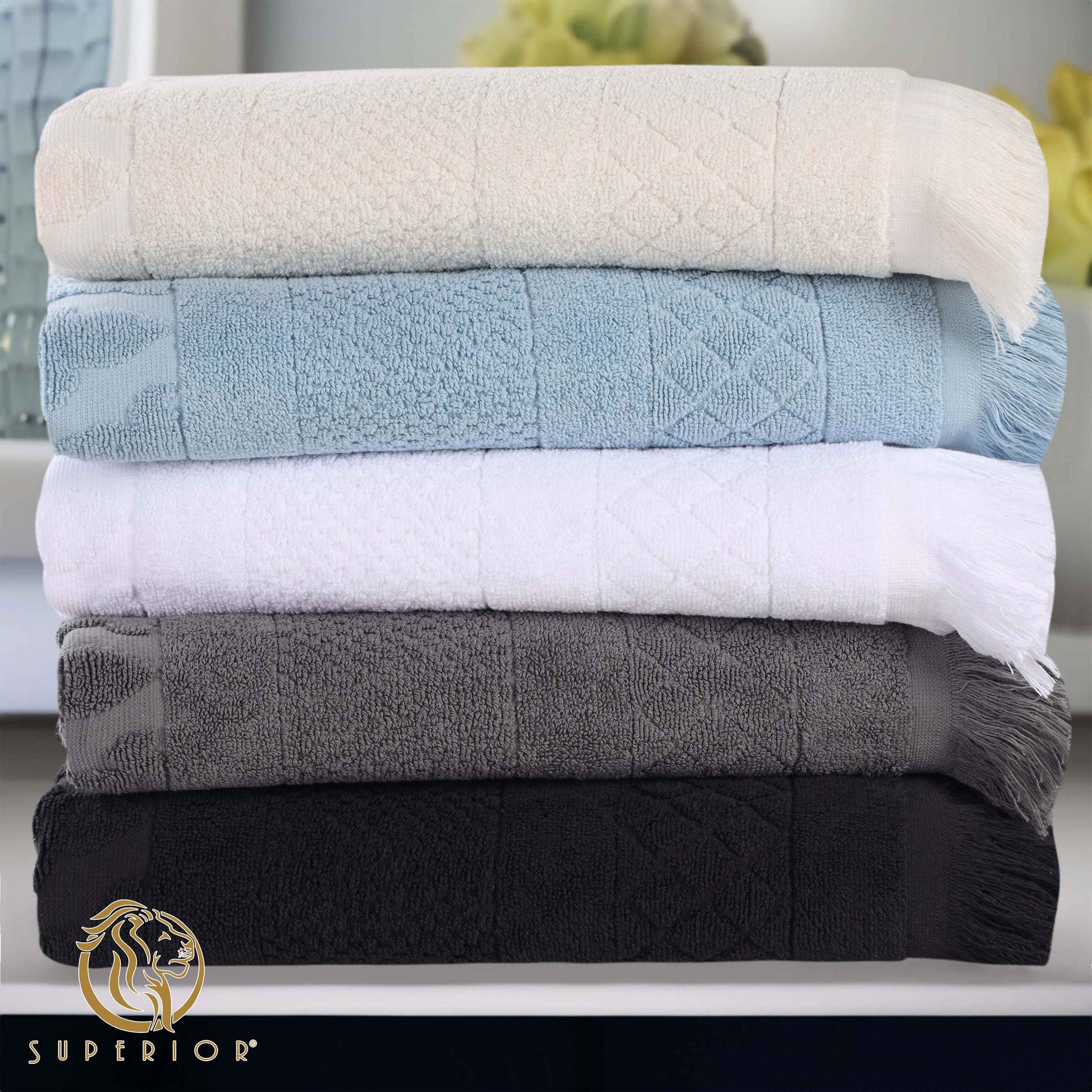 Rolla Cotton Geometric Jacquard Plush Soft Absorbent 